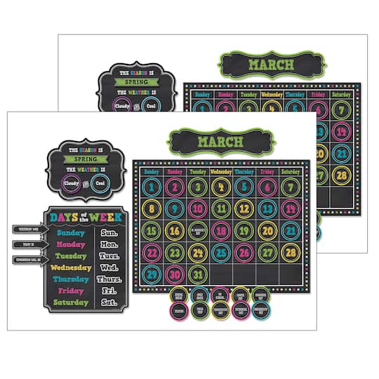 Teacher Created Resources® Chalkboard Brights Calendar Bulletin Board Display Set, ct of 2 | 24" x 18" | Michaels®